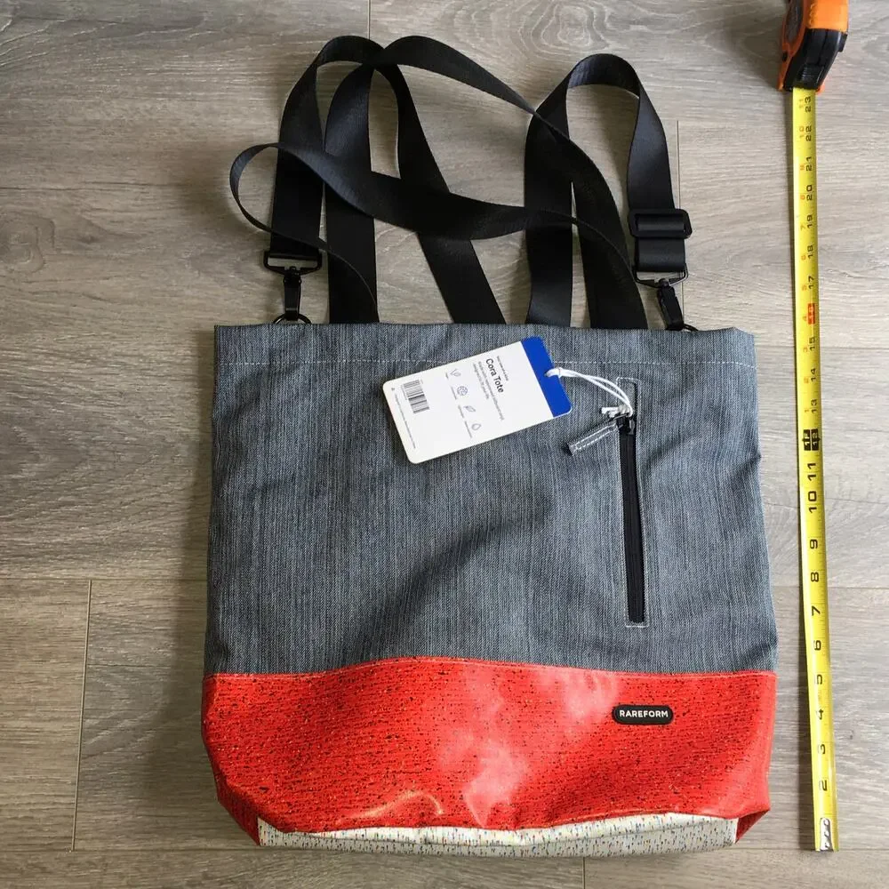 Rareform Cora Everyday Tote Billboard Vinyl Shoulder Bag Grey Red OOAK NWT